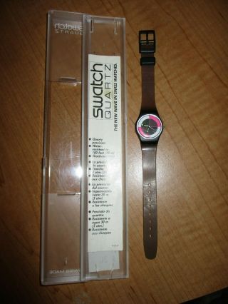 Vintage 1985 Neon Quad Swatch Watch Ladies Lb 109 W/ Papers Bamberger 