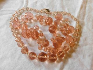 Vintage Clear Pink Cut Crystal Beaded Necklace & 80 Loose Beads