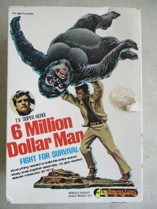 Vintage 1975 Fun Dimensions 6 Million Dollar Man Fight For Survival Model Kit