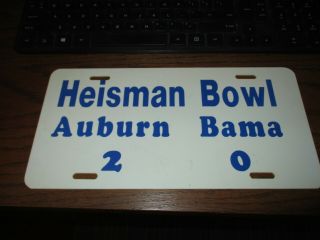 Bo Jackson - Vintage Heisman Bowl Auburn - 2 Alabama - 0 License Plate Tag:1985