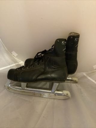 Vintage VTG CCM Bobby Hull Black Leather Ice Hockey Skates 9 2/3 2