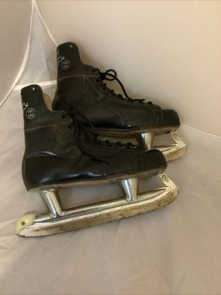 Vintage VTG CCM Bobby Hull Black Leather Ice Hockey Skates 9 2/3 3
