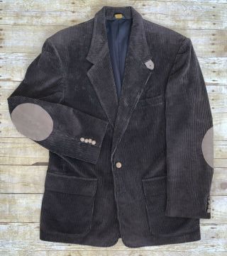 Men’s Farah 42r Vintage Brown Corduroy Blazer Sport Coat Coat Elbow Patches