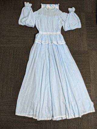 Vintage Gunne Sax Style Blue Lace Maxi Dress