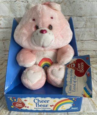Vintage 80’s Care Bear Kenner Cheer Rainbow Plush Stuffed W/box And Tag 13”