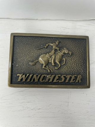 Ti01164 Vintage 1978 Winchester Gun & Firearm Solid Brass Belt Buckle
