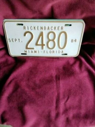 Vintage 1984 Rickenbacker Causeway Key Biscayne Vehicle Toll License Plate