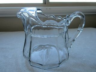 Vintage Heavy Clear Glass Bar Pitcher Ice Lip Guard Scallop Top Flare Bottom