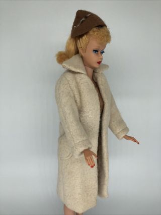 Vintage Barbie 915 Peachy Fleecy Coat & Hat w/ Feather And Pearl 2