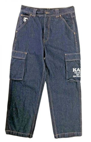 Karl Kani Jeans Cargo Pockets Cotton Dark Blue Men Size Xl 33 " W X 28 " L - Vintage