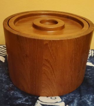 Dansk Jhq Ice Bucket Teak Wood Staved Covered Insulated Quistgaard Vintage Mcm