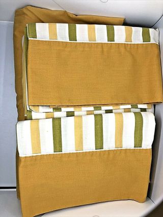 Vintage Cannon Monticello Full Sheet Set 70’s Harvest Colors Of Yellow And Green