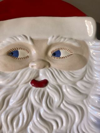 Vintage Atlantic Mold Santa Claus Face Ceramic Serving Platter 13 inches 3
