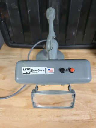 Vintage Industrial Adjustable Lite - Mite Shop Work Bench Light Lamp W/ Magnifier