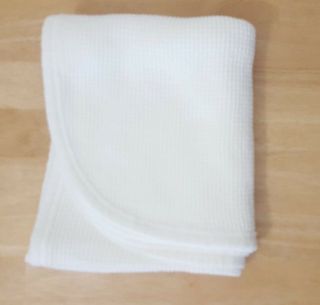 Vtg Curity Baby Blanket White Waffle Weave Thermal Receiving 30 " X 36 " Made Usa