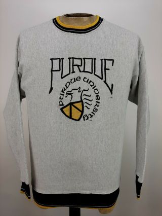 Vintage 90s Purdue University Crewneck Sweatshirt Gray Mens Medium