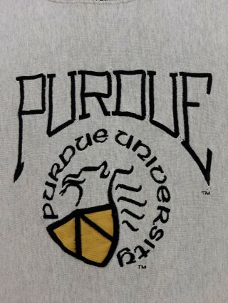 Vintage 90s Purdue University Crewneck Sweatshirt Gray Mens Medium 2