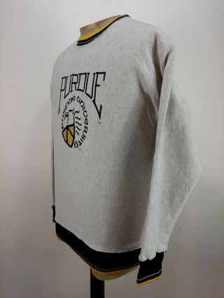 Vintage 90s Purdue University Crewneck Sweatshirt Gray Mens Medium 3