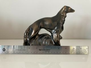 Rare Vintage Rosemeade Dakota Pottery Bronze Russian Wolfhound.