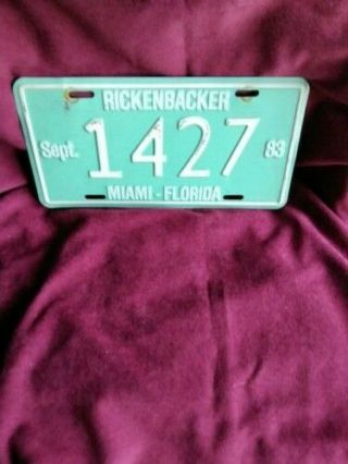 Vintage 1983 Rickenbacker Causeway Key Biscayne Vehicle Toll License Plate