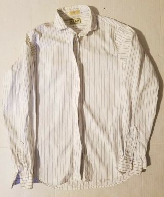 Vtg L.  L Bean Womens Sz 10 White Blue Cotton Pinpoint Striped L/s Button Up Shirt