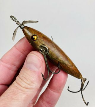 Vintage Pflueger Neverfail Minnow Glass Eyes Wooden Fishing Lure Circa 1907