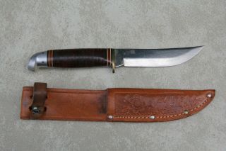 Vintage Western Field Fixed Blade Knife With Sheath