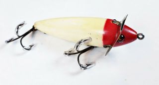 Heddon 210 Surface Minnow Lure White Red Head C 1930s
