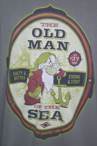 Vintage Disney Cruise Line Men Sz 3xl Gray Grumpy The Old Man Of The Sea T Shirt