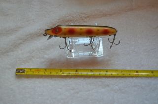 Vintage Wood Heddon Vamp 4 1/2 " Glass Eyes Strawberry Fishing Lure