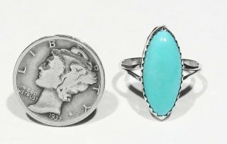 Vintage 70s Signed Navajo 925 Silver Natural Sleeping Beauty Turquoise Ring 5.  5 2