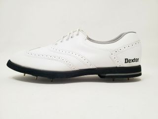 Vintage Dexter Golf Shoes White Leather Metal Spikes Cond.  Men Size 12