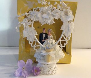 Vintage Wedding Cake Topper With Box