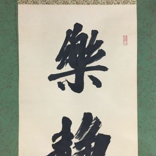 Japanese Hanging Scroll Vtg Kakejiku Kakemono Painting Calligraphy Kanji Sc419