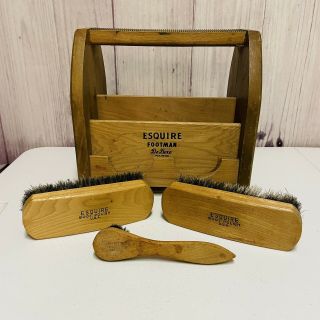 Vintage Esquire Footman Deluxe Shoe Shine Box With Brushes