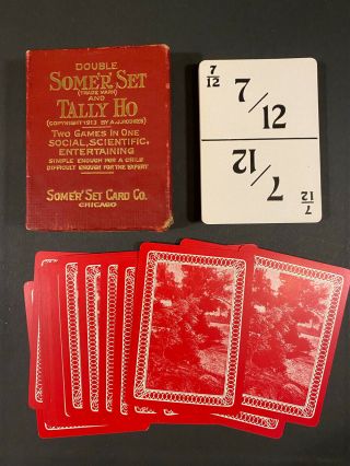 Standard Playing Cards Somer Set Tally Ho Game Antique Vintage Us Pictorial Uspc