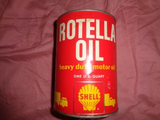 Shell Rotella Heavy - Duty Motor Oil Quart Cardboard Can Vintage Full