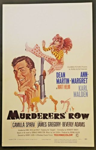 Murderers Row Vintage Poster Window Card 66/333 Dean Martin Ann - Margret 14 X 22