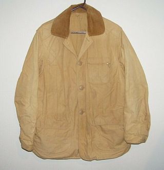 Vintage 50’s 60’s Jc Higgins Sears Mens Large Canvas Hunting Coat Jacket Brown