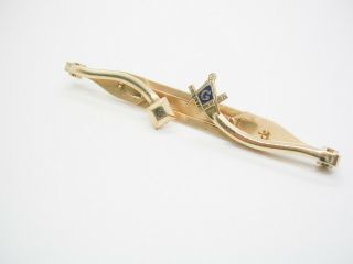 Vintage Freemason Tie Bar Masonic Tie Clip Mid Century Mason Cravat Holder