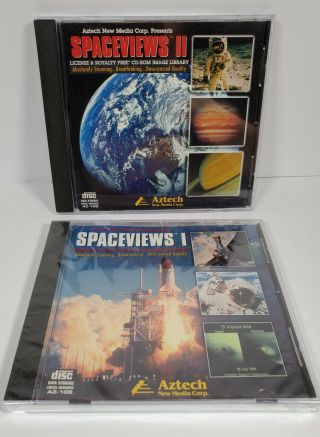 Aztech Spaceviews I & Ii (pc Cd Software,  Vintage 1994) Moon Space Images Photos