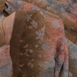 Sanskriti Vintage Indian Sarees 100 Pure Crepe Silk Printed Sari Craft Fabric 3