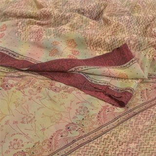 Sanskriti Vintage Sarees 100 Pure Crepe Silk Printed Sari Decor Craft Fabric