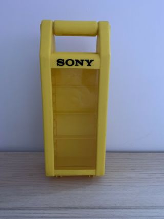 Vintage Yellow Sony 11 Cassette Tape Case Holder Storage Hard Plastic Portable