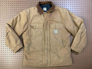 Mens 42 - Vtg Carhartt C03 Duck Arctic Quilted Lined Coat Jacket Usa