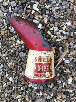 Shell X - 100 Motor Oil Half Pint Jug Vintage