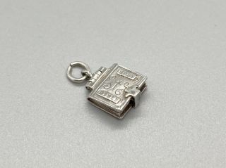 Vintage 925 Sterling Silver Small Holy Bible Book Charm Bracelet Charm Pendant