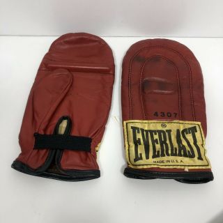 Vintage Everlast Boxing Gloves Speed Bag Red Weighted Metal Grip Bar 4307 2