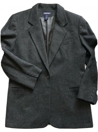 Vintage Lands End Women’s Gray Cashmere Wool Coat Jacket Blazer Petite Size 12