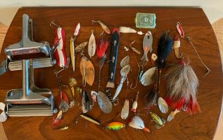 Lot; Vintage Fishing Lures And 2 Fish Scalers